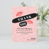 Perzikkleurige zwarte penseelstreek Kiss Fotovolgo Bedankkaart (Staand voorkant)