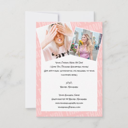 Perzikkleurige zwarte penseelstreek Kiss Fotovolgo Bedankkaart (Achterkant)