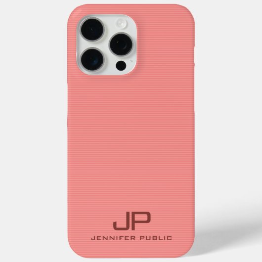 Perzikkleurtonen Elegante Moderne Monogramnaam Case-Mate iPhone Case (Achterkant)