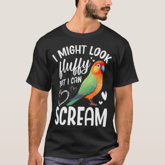 Perzikkopdwergpapegaai Fluffy Birdkeeper Zwarte Ma T-shirt