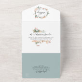  Perzikkoraal Botanische bruiloft van RSVP All In One Uitnodiging (Buitenkant)