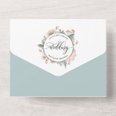  Perzikkoraal Botanische bruiloft van RSVP All In One Uitnodiging (Achterkant)