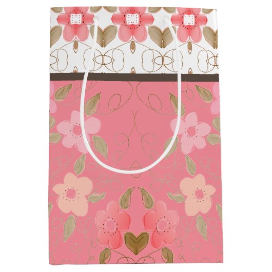 Perzikkoraal en roze medium cadeauzakje (Voorkant)