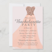 Perzikkoraal Glitter Dress Bachelorette nodigt uit Kaart (Voorkant)