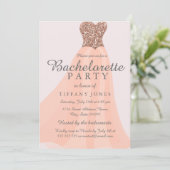 Perzikkoraal Glitter Dress Bachelorette nodigt uit Kaart (Staand voorkant)