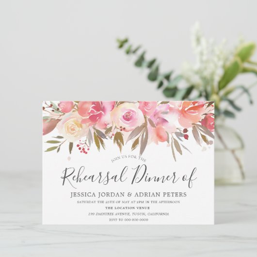 Perzikkoraal Waterverf bloemen repetitie Kaart (Staand voorkant)