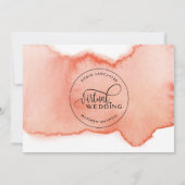 Perzikkoraal Waterverf, online virtueel huwelijk Kaart (Achterkant)