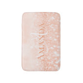 Perzikkoraal wit pastel Glitter Naam Monogram Badmat (Voorkant Verticaal)