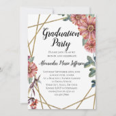 Perzikkoraal Zinnia Flower Girls Graduparty Kaart (Voorkant)