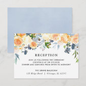 Perzikkoraalblauwe florale waterverf ontvangst informatiekaartje (Voorkant / Achterkant)