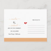 Perzikkoraalbloemen bruiloft Sparen de Datum Briefkaart (Achterkant)