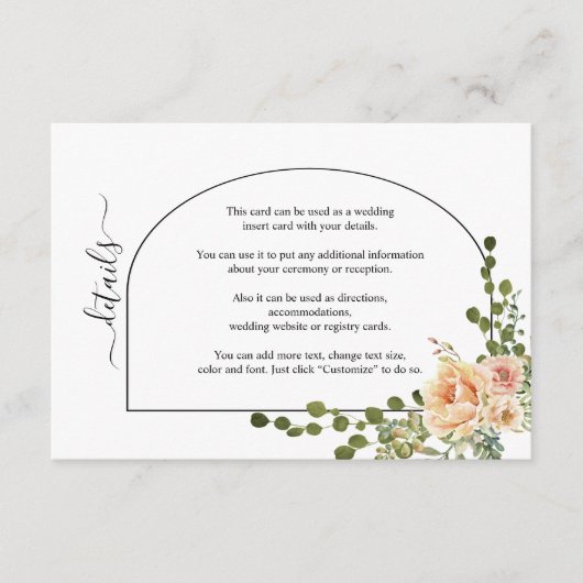 Perzikkoraalbloemen en -taarten informatiekaartje (Voorkant)