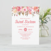 Perzikkoraalbloemen zoet 16 Birthday Party Kaart (Staand voorkant)