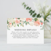 Perzikkoraalgroenbruinzomer huwelijksgegevens informatiekaartje (Staand voorkant)