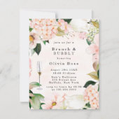 Perzikkream Hydrangeas Brunch & Bubable Invite Kaart (Voorkant)
