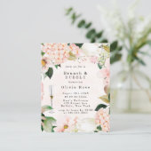Perzikkream Hydrangeas Brunch & Bubable Invite Kaart (Staand voorkant)
