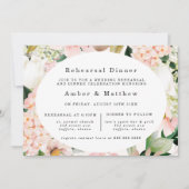 Perzikkream Hydrangeas Tulip Rehearal Dinner Kaart (Voorkant)