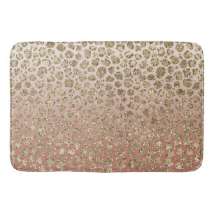 Perzikkream Ombre Gold Glitter Leopard Print  Badmat