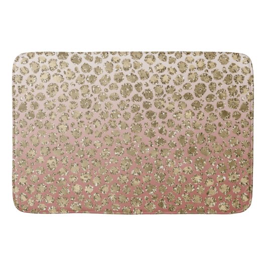 Perzikkream Ombre Gold Glitter Leopard Print  Badmat (Voorkant)