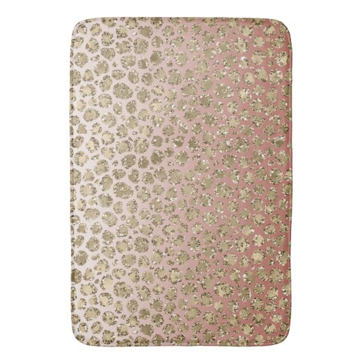 Perzikkream Ombre Gold Glitter Leopard Print  Badmat (Voorkant Verticaal)