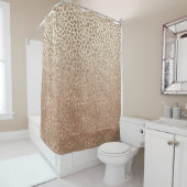 Perzikkream Ombre Gold Glitter Leopard Print    Douchegordijn (In situ)