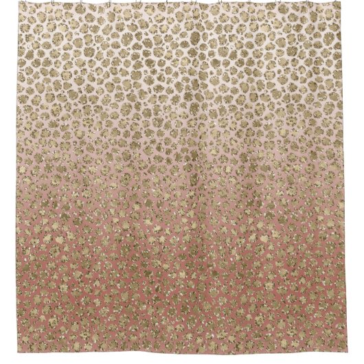 Perzikkream Ombre Gold Glitter Leopard Print    Douchegordijn (Voorkant)