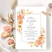 Perzikkreeftenbruin Champagne Floral Elegant Weddi Kaart