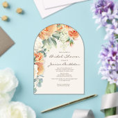 Perzikkreem Floral Eucalyptus Vrijgezellenfeest Acryl Uitnodigingen (Insitu (Huwelijk))