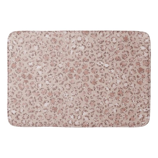 Perzikkrem Blush leopard Print Glitter Badmat (Voorkant)