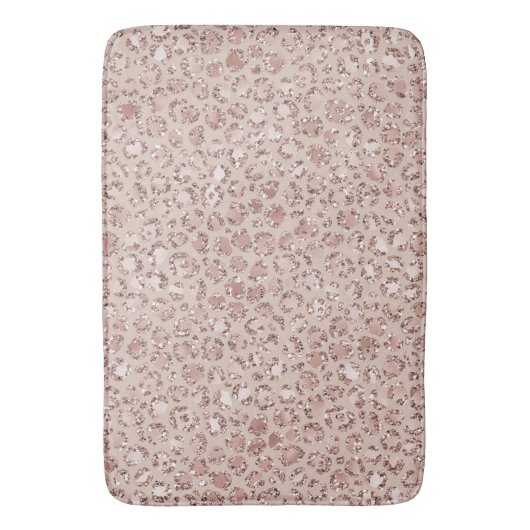 Perzikkrem Blush leopard Print Glitter Badmat (Voorkant Verticaal)