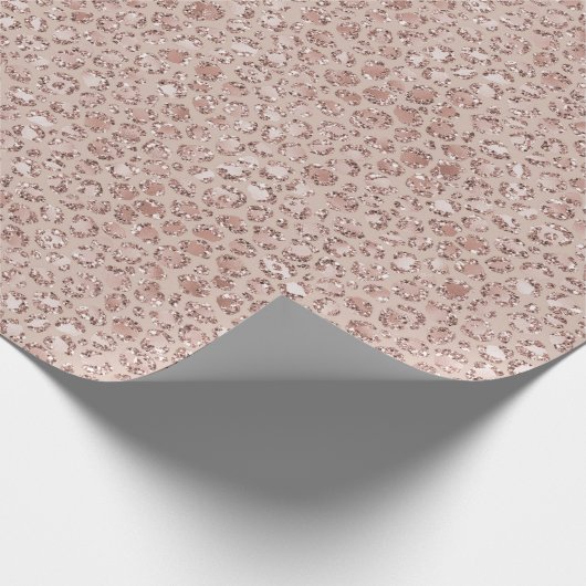 Perzikkrem Blush leopard Print Glitter       Cadeaupapier (Hoek)