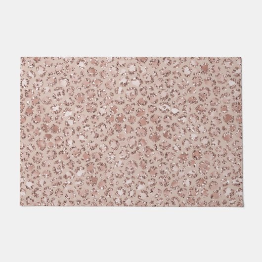 Perzikkrem Blush leopard Print Glitter Deurmat (Voorkant)