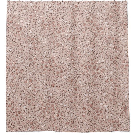 Perzikkrem Blush leopard Print Glitter Douchegordijn (Voorkant)