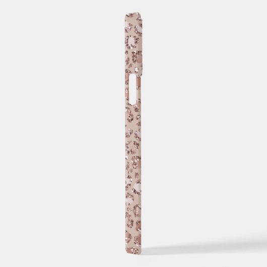 Perzikkrem Blush leopard Print Glitter iPhone Hoesje (Rechterkant)
