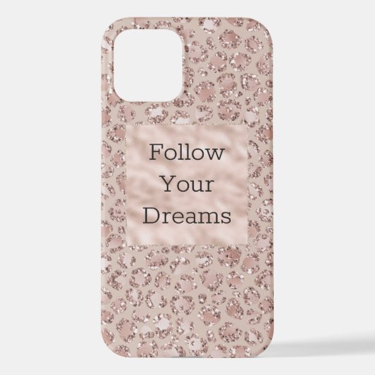 Perzikkrem Blush leopard Print Glitter iPhone Hoesje (Achterkant)