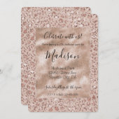 Perzikkrem Blush leopard Print Glitter Kaart (Voorkant / Achterkant)