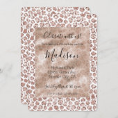 Perzikkrem Blush leopard Print Glitter Kaart (Voorkant / Achterkant)