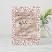 Perzikkrem Blush leopard Print Glitter Kaart (Staand voorkant)
