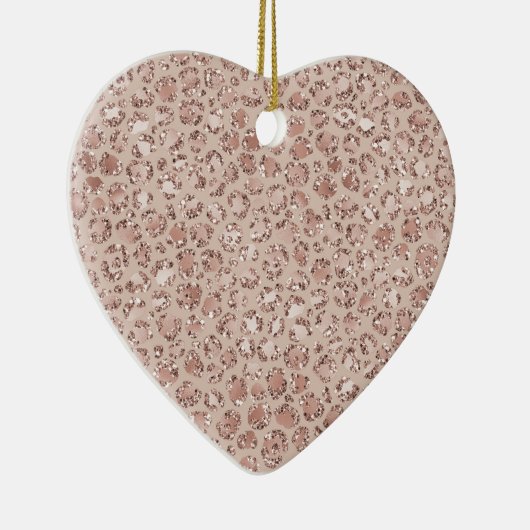Perzikkrem Blush leopard Print Glitter Keramisch Ornament (Rechts)