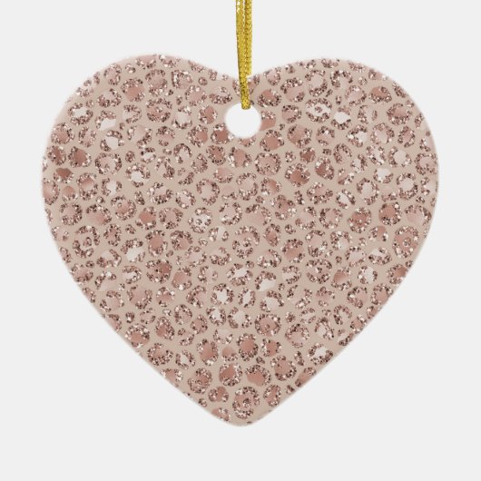 Perzikkrem Blush leopard Print Glitter Keramisch Ornament (Voorkant)