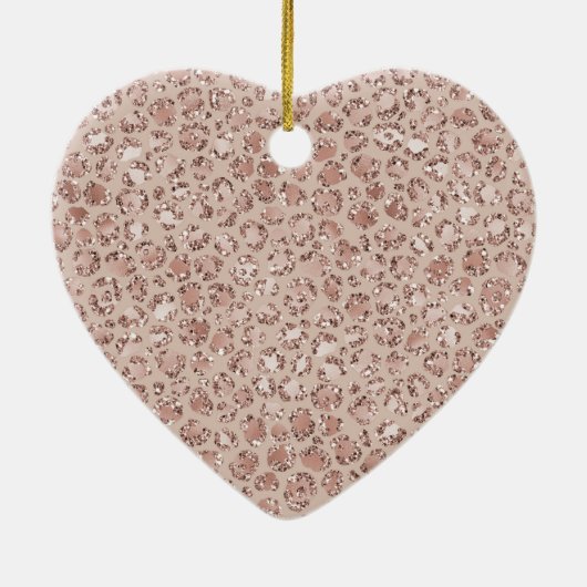 Perzikkrem Blush leopard Print Glitter Keramisch Ornament (Achterkant)