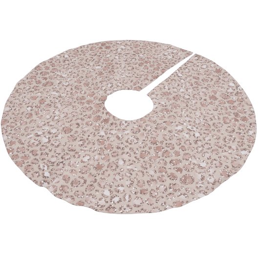 Perzikkrem Blush leopard Print Glitter Kerstboom Rok (Gekanteld)