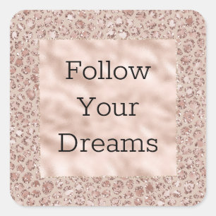 Perzikkrem Blush leopard Print Glitter Vierkante Sticker