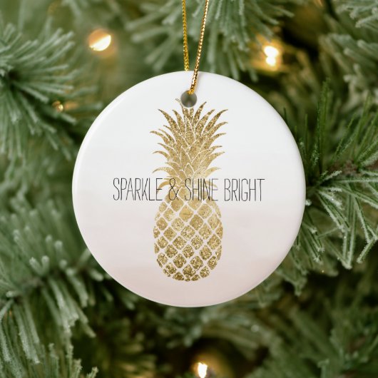 Perzikkrem Glitter Glitzy Pineapple Sparkle       Keramisch Ornament (Boom)