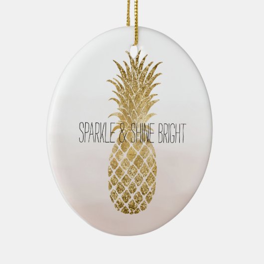 Perzikkrem Glitter Glitzy Pineapple Sparkle       Keramisch Ornament (Rechts)