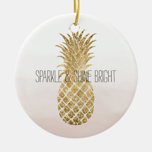 Perzikkrem Glitter Glitzy Pineapple Sparkle       Keramisch Ornament (Voorkant)