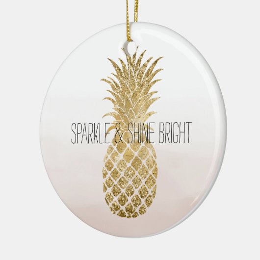 Perzikkrem Glitter Glitzy Pineapple Sparkle       Keramisch Ornament (Links)