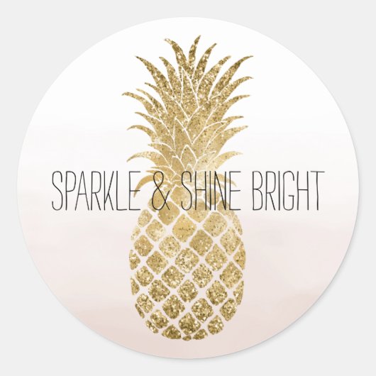 Perzikkrem Glitter Glitzy Pineapple Sparkle Ronde Sticker (Voorkant)