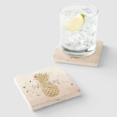 Perzikkrem Glitter Glitzy Pineapple Sparkle Stenen Onderzetter (Zijkant)
