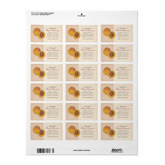  perziklabels etiket (Full Sheet)